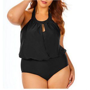 Raisins Curve $94 Black Casablanca High Neck One Piece Swimsuit Size 22W